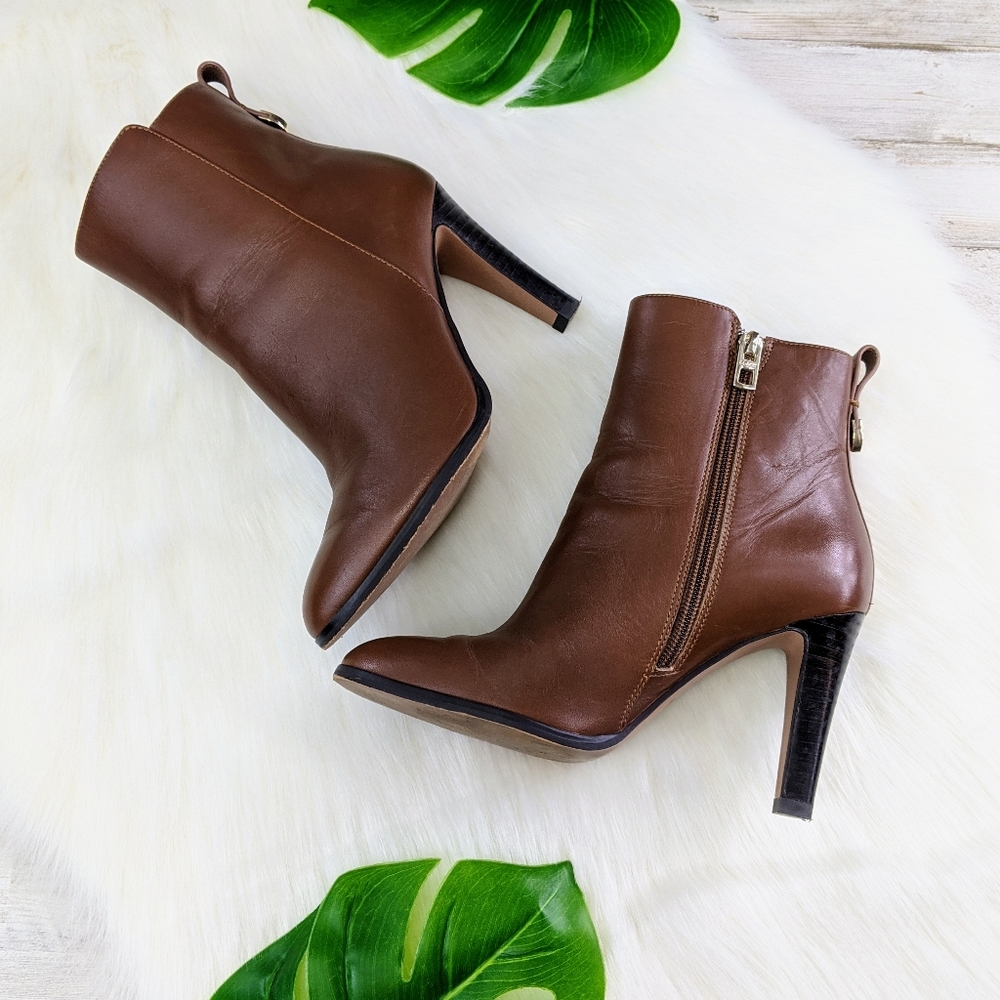 COACH Jemma Leather Boots Dark Saddle. Size 6 EUC